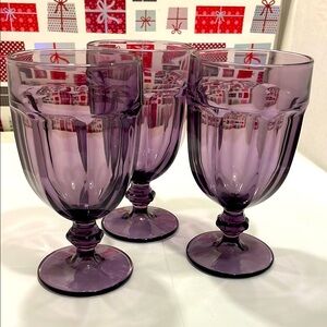 Chic Libbey Duratuff Amethyst Glass Goblets Set